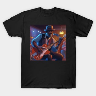 A Blues Guitarist Playing At A Blues Club T-Shirt